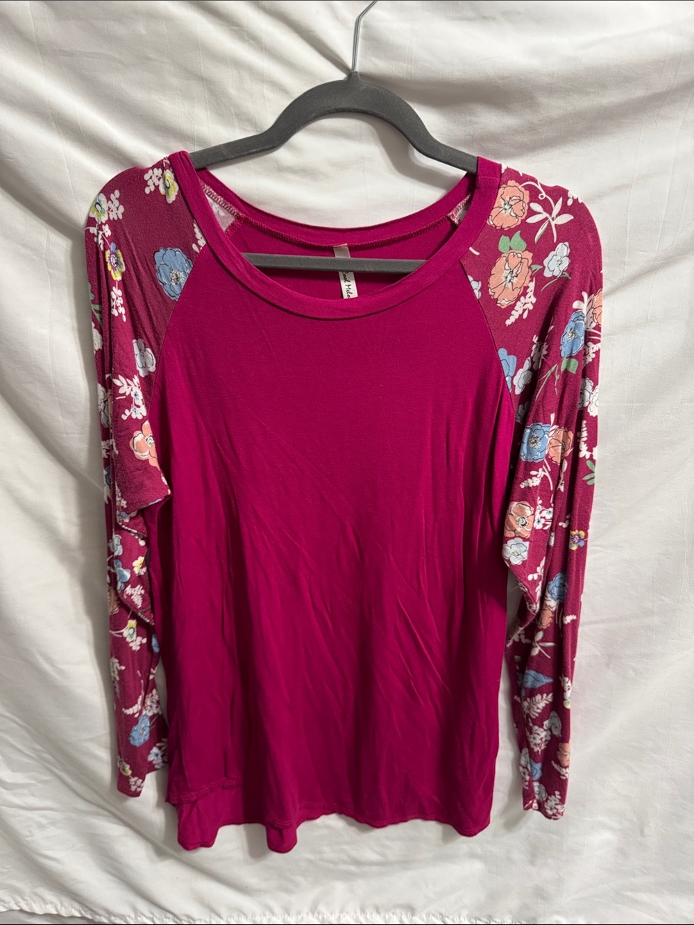Fuchsia Floral Raglan Long Sleeve Tee by